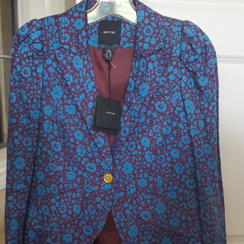 Smythe Blue and Purple Blazer Elegant Suit Jacket